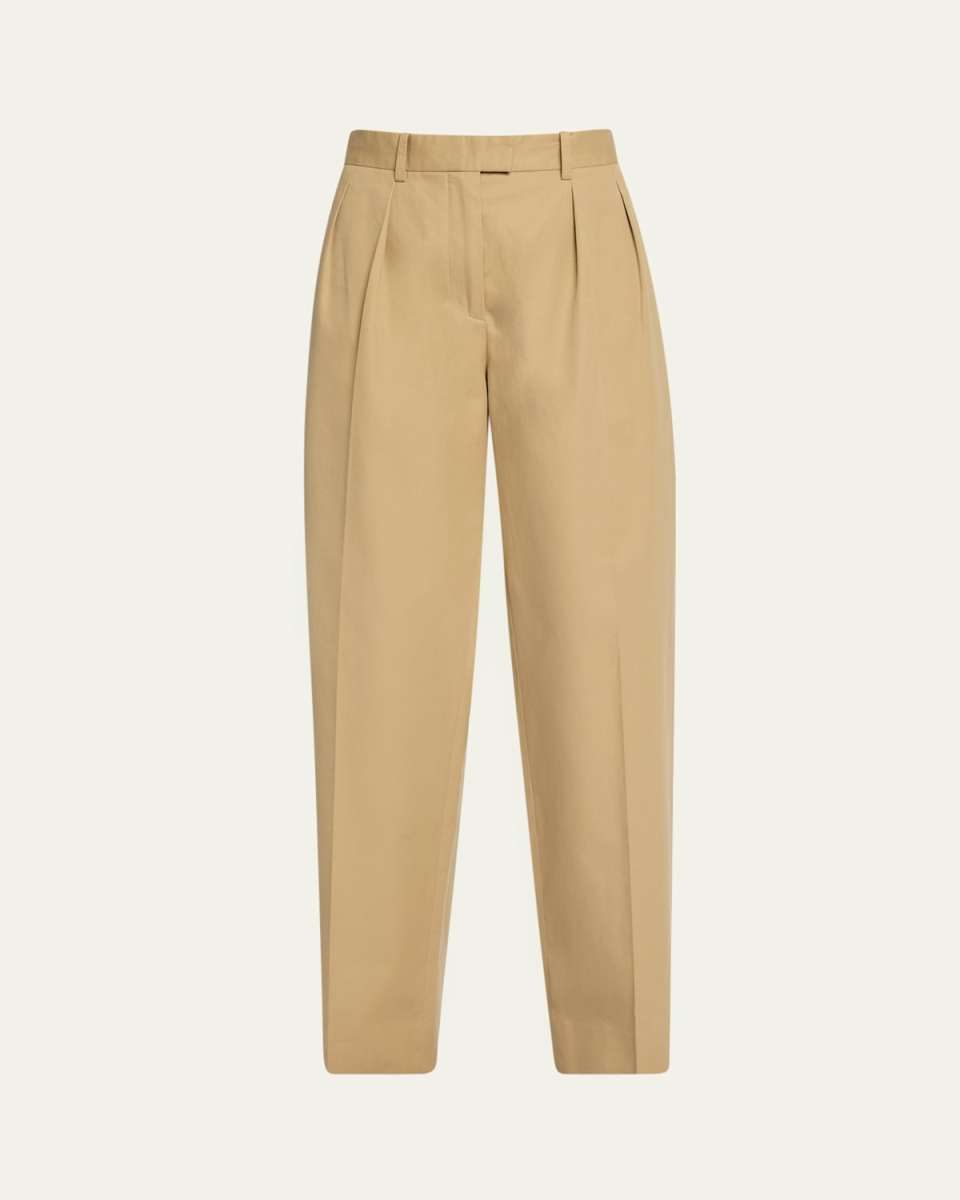 Alfidis Pleated Straight-Leg Cotton-Cashmere Pants